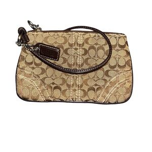 Coach Tan and Brown Signature Clutch